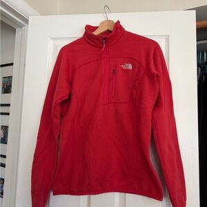 The North Face Red Lightweight 1/4 Zip Fleece Pullover